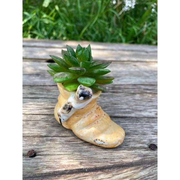 Vintage Miniature Shabby boot planter vase with cat/Kitten - Picture 11 of 11